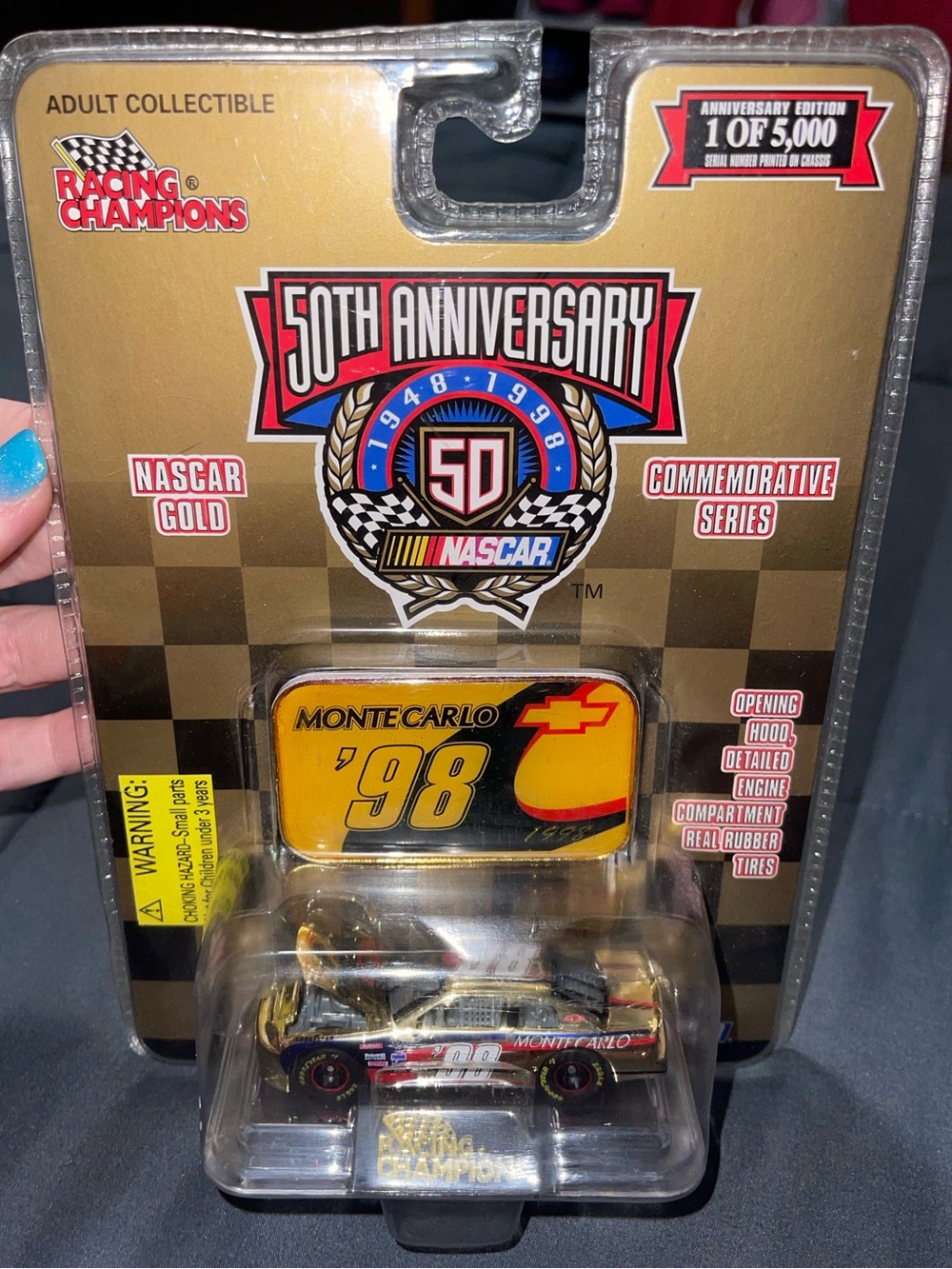 Nascar Gold & Black 50th Anniversary Monte Carlo 98 Die-Cast + Medallion 🏎️